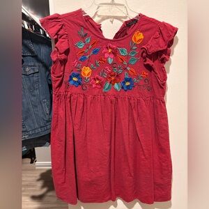 Embroidered Red Women's Dress